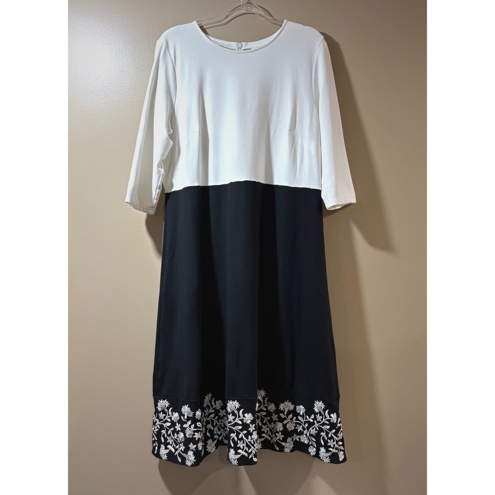 Christian Siriano for J. Jill Womens XL Colorblock Embroidered Midi Dress Knit